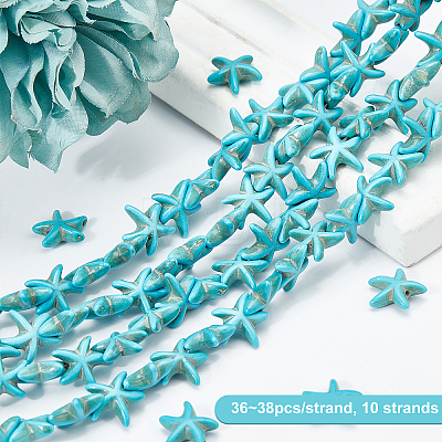 Olycraft 10 Strands Synthetic Turquoise Beads Strands G-OC0002-12-1