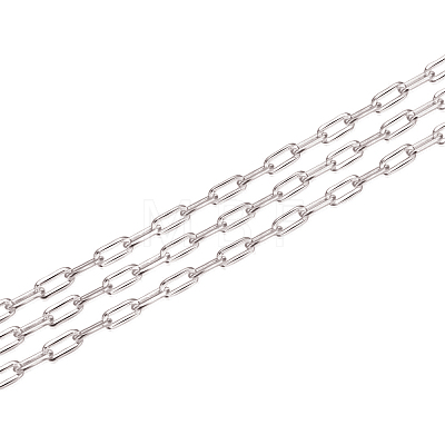 Anti-Tarnish Rhodium Plated 925 Sterling Silver Paperclip Chains STER-WH0011-07P-1