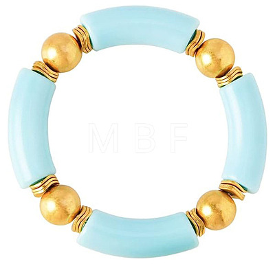 Fashionable Women's Chunky Curved Acrylic Tube Beads Stretch Bracelets AP8792-3-1