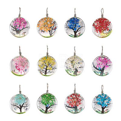 Craftdady 12Pcs Transparent Glass Pendants GLAA-CD0001-03-1