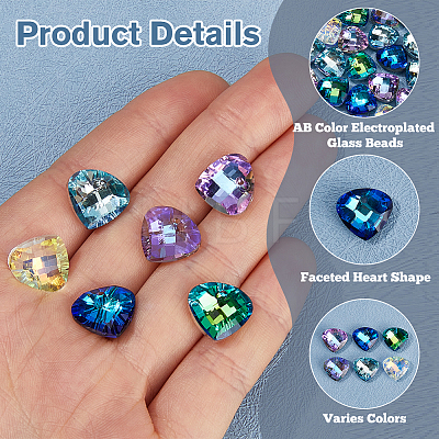 48Pcs Electroplated Glass Pendants EGLA-HS0001-13-1