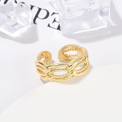 Rack Plating Brass Cuff Rings for Women RJEW-M028-64G-1