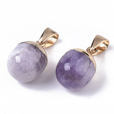 Top Golden Plated Natural Amethyst Pendants X-G-T131-03H-1