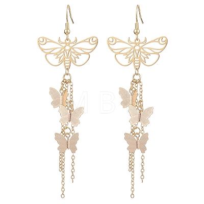 Butterfly Brass Charm Dangle Earrings for Women EJEW-TA00547-1