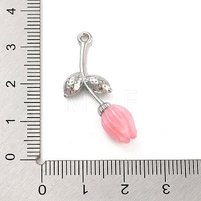 Alloy Resin Flower Pendants PALLOY-U003-06P-02-1