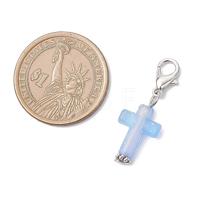 Plastic Cross Pendant Decorations HJEW-JM04519-1