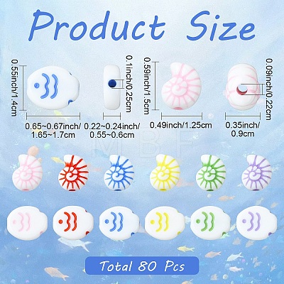 80Pcs 2 Styles Opaque Acrylic Beads SACR-YW0002-18-1