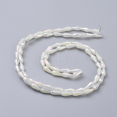 Electroplated Opaque Glass Beads Strands X-EGLA-L015-FR-B11-1