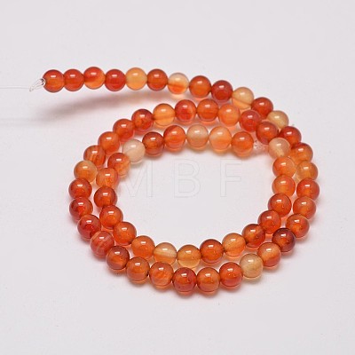 Round Natural Red Agate Bead Strands G-M257-6mm-26-1