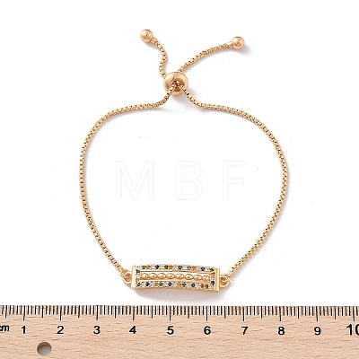 Brass Micro Pave Cubic Zirconia Slider Bracelets KK-R217-52G-1