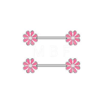 304 Stainless Steel Enamel Flower Nipple Barbells WG20A72-02-1