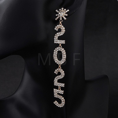 Brass Rhinestone Stud Earrings EJEW-Q012-02G-1