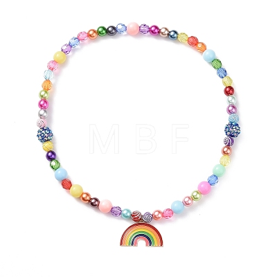 Rainbow Theme Bracelets & Necklaces Sets for Kids SJEW-JS01266-1