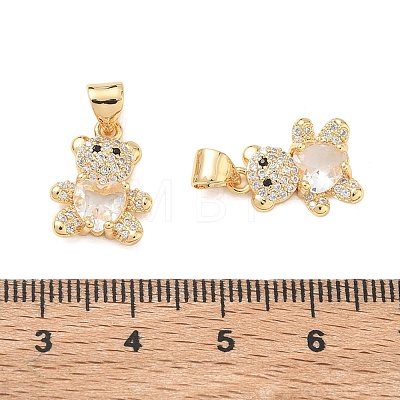 Brass Micro Pave Cubic Zirconia Charms KK-K351-69G-01-1