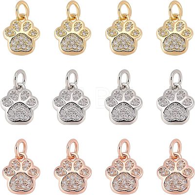 10Pcs 5 Style Brass Micro Pave Clear Cubic Zirconia Pendants KK-FH0004-76-1