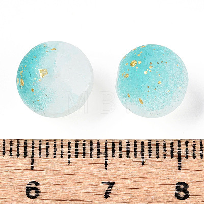 Frosted Baking Painted Crackle Glass Beads with Glitter Powder DGLA-T004-01G-1