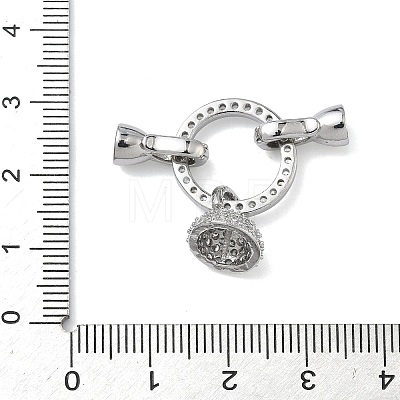 Ring Brass Micro Pave Clear Cubic Zirconia Fold Over Clasps KK-Z143-15P-1