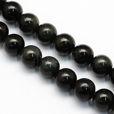 Natural Obsidian Round Beads Strands G-S156-10mm-1