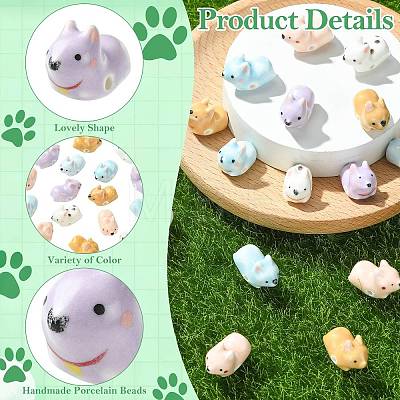 15Pcs 5 Colors Handmade Porcelain Beads PORC-CJ0001-57-1