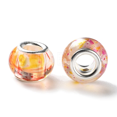 Transparent Two-Color Brass Cores Acrylic European Beads OACR-M024-05S-05-1