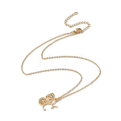 Initial Letter with Butterfly Pendant Necklace LS-NJEW-C026-01G-C-1