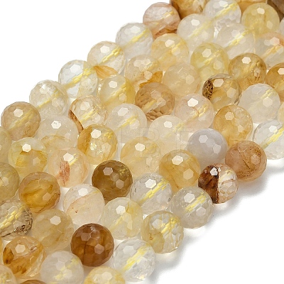 Grade A Natural Yellow Hematoid Quartz Beads Strands G-L642-F04-8mm-1