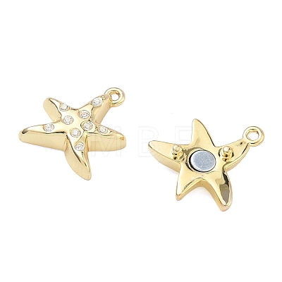 Starfish Brass Micro Pave Clear Cubic Zirconia Magnetic Clasps KK-C251-10G-1