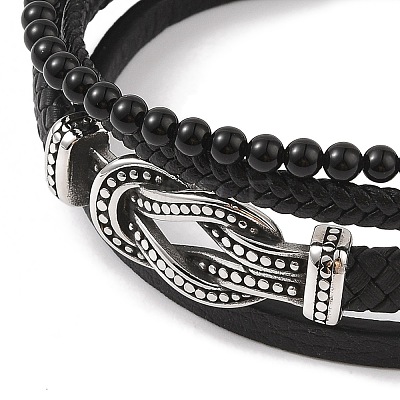 Braided Microfiber Leather Multi-strand Bracelets BJEW-B096-06A-1