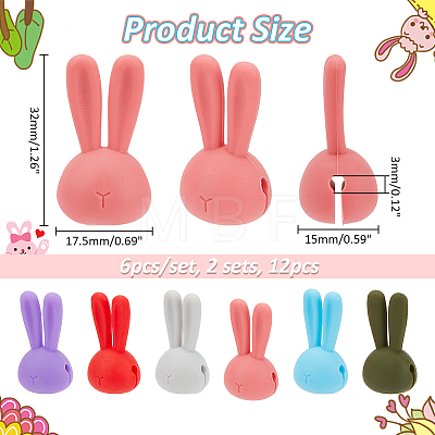  2 Sets 12Pcs Rabbit Ear Silicone Wine Glass Charms DIY-NB0010-55-1