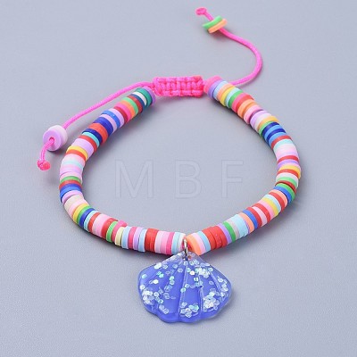 Eco-Friendly Handmade Polymer Clay Heishi Beads Kids Braided Bracelets BJEW-JB04319-M-1