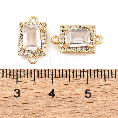 Brass Pave Clear Cubic Zirconia Connector Charms KK-S389-39G-1