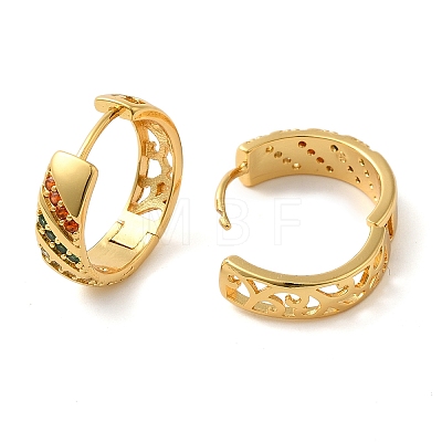 304 Stainless Steel Pave Cubic Zirconia Hoop Earrings for Women EJEW-U019-02G-02-1