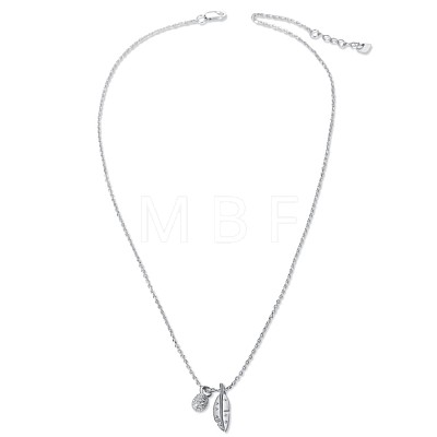 TINYSAND Leaf & Pinecone 925 Sterling Silver Cubic Zirconia Pendant Necklaces TS-N337-S-1