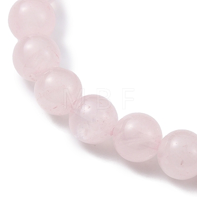 Natural Rose Quartz Round Beaded Stretch Bracelets BJEW-JB09898-02-1