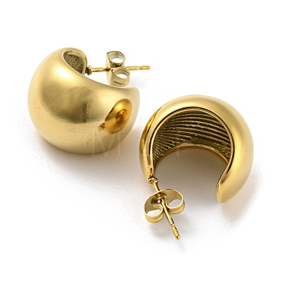 Ion Plating(IP) 304 Stainless Steel Round Stud Earrings X-EJEW-E288-05G-1