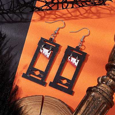 Hallowmas Printed Acrylic Dangle Earrings EJEW-JE06124-06-1