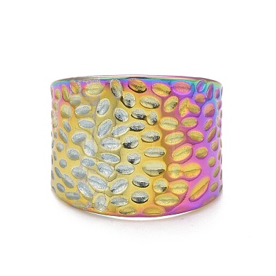 Ion Plating(IP) Rainbow Color 304 Stainless Steel Open Cuff Ring RJEW-C025-27M-1