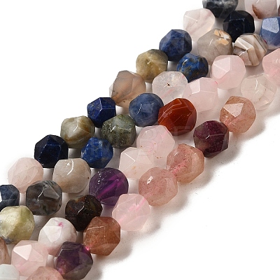 Natural Rose Quartz/Sodalite/Lapis Lazuli/Amethyst/Strawberry Quartz Beads Strands G-K382-A01-02-1