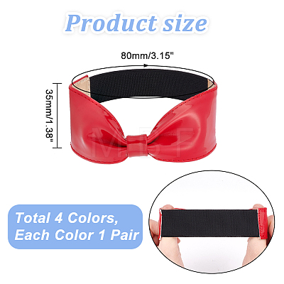   4 Pairs 4 Colors PU Leather Bowknot Shoelace Bands FIND-PH0007-47-1