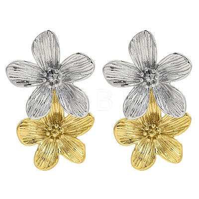 304 Stainless Steel Flower Stud Earrings for Women EJEW-U023-09GP-1