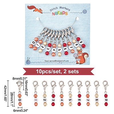 Autumn Theme Acrylic Beaded Locking Stitch Markers HJEW-PH01753-1