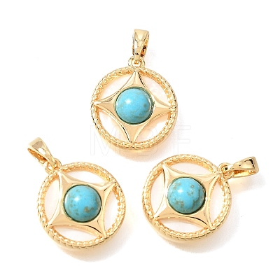 Synthetic Turquoise & Natural Shell Pendants KK-N289-08G-02-1