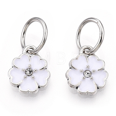 Enamel Style Flower Alloy Rhinestone Charms X-ENAM-S085-08-1