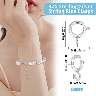 20Pcs 925 Sterling Silver Spring Ring Clasps STER-BBC0001-47-1
