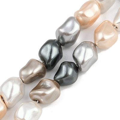 Electroplated Shell Pearl Beads Strands BSHE-H113-05H-1