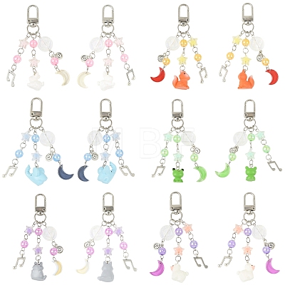 Alloy & Acrylic & Resin Pendant Decorations HJEW-YW00335-01-1
