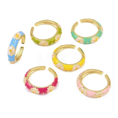 Brass Open Cuff Rings for Women RJEW-K305-03B-G-1