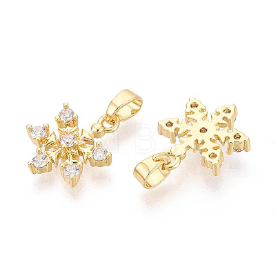 Brass Micro Pave Clear Cubic Zirconia Charms KK-N259-16G-1
