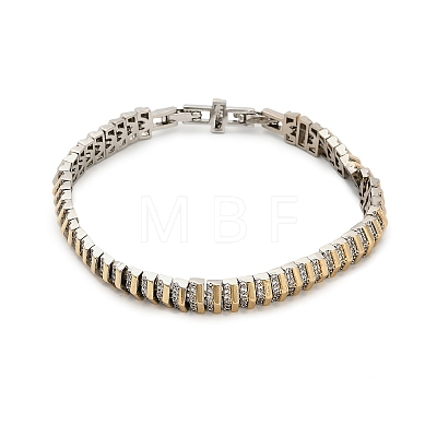 Brass Micro Pave Clear Cubic Zirconia Link Chains Bracelets BJEW-B145-05-1