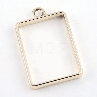 Rack Plating Alloy Rectangle Open Back Bezel Pendants LS-PALLOY-S047-28E-FF-1